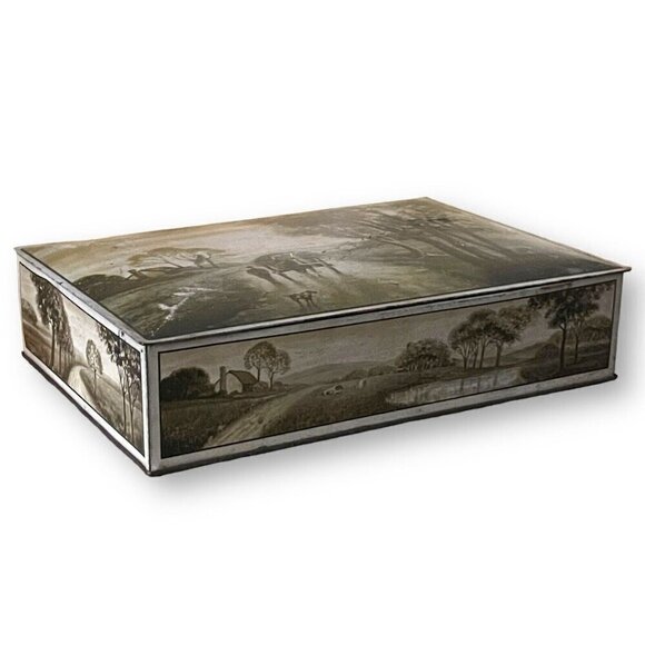 Vintage 1920s Uneeda Biscuit Tin NBC Nabisco Crackers Hinged Large Pastoral Farm - Picture 7 of 16